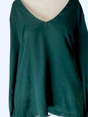 ModCloth Forest Green V-Neck Long Sleeve Top